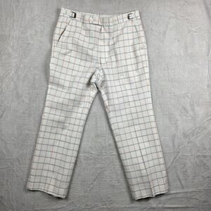 Men's Dobbers By Corbin Golf Pants Size 33-40 White Plaid Adjustable Waist